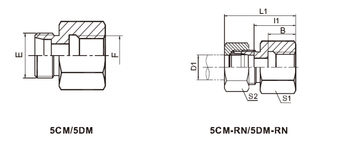 도금되는 미터 유압 Bsp 여성 이음쇠 DIN 3865 5CM/5DM 니켈