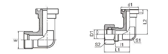 H - 시리즈 SAE 플랜지 접합기/바이트 유형은 팔꿈치 이음쇠 Iso 6162-2를 실을 꿰었습니다